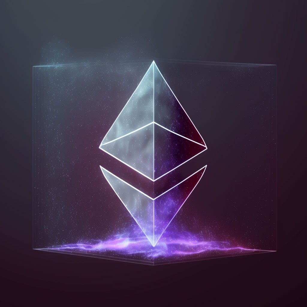 ethereum floating inside a blockchain space
