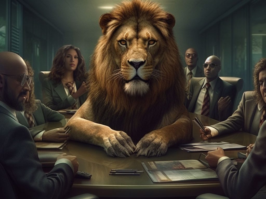 Maska lioness as a boss in the peoples team meeting 884ae1d3 a335 4e65 9f43 fca9f8d5dc71 edited