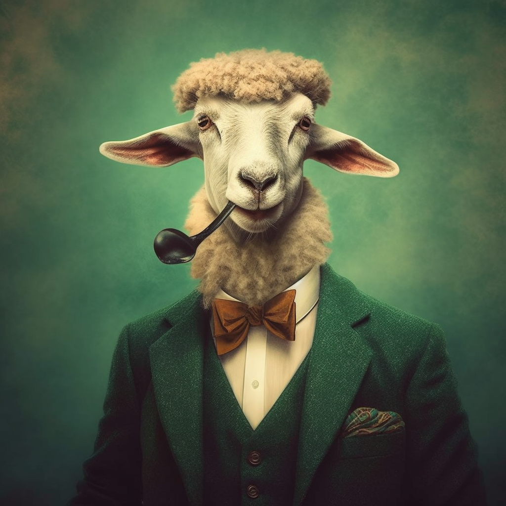 Sola Scriptura Sheep in a suit western style front view with e309880d 370f 4e17 b453 633efc91311e