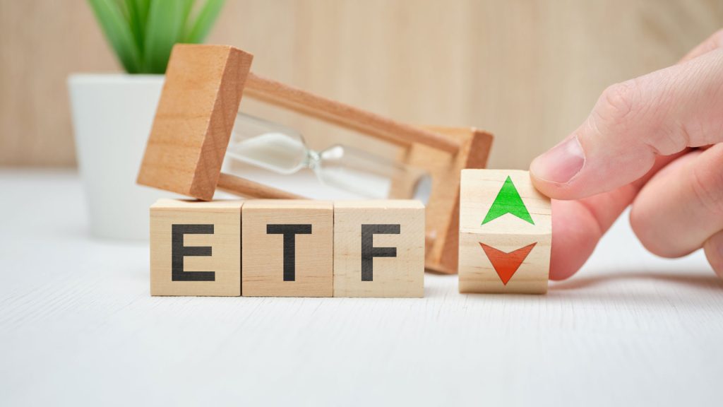 concept business etf concept wooden cubes ETF