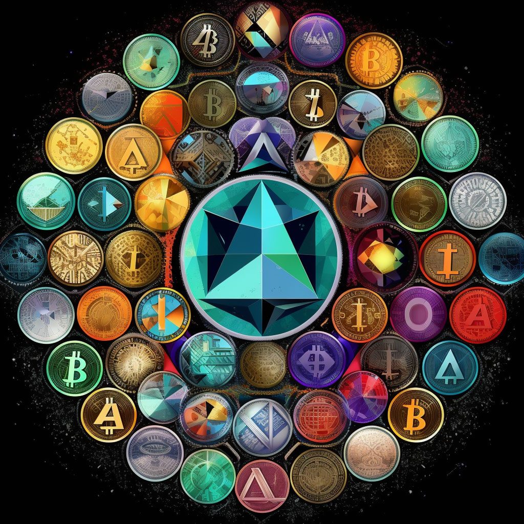 montage of various altcoin